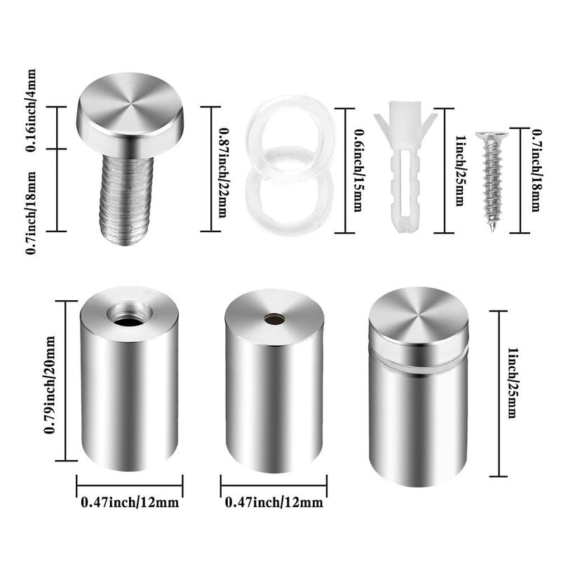 anpiwshjo Standoff Screws & Mounts for Acrylic Signs - Metal Standoffs (0.5x1 in) - Image 2
